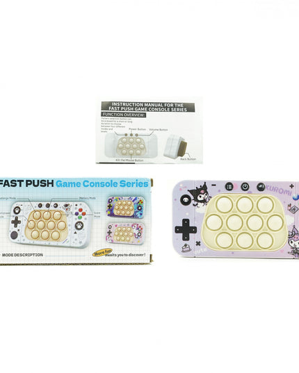 Jucarie interactiva tip consola pentru copii speed push whack-a-mole, joc de viteza pop it, material ABS/silicon, cu nivele, sunete si lumini, 15.5 x 7.6 x 5.3 cm, model elfi