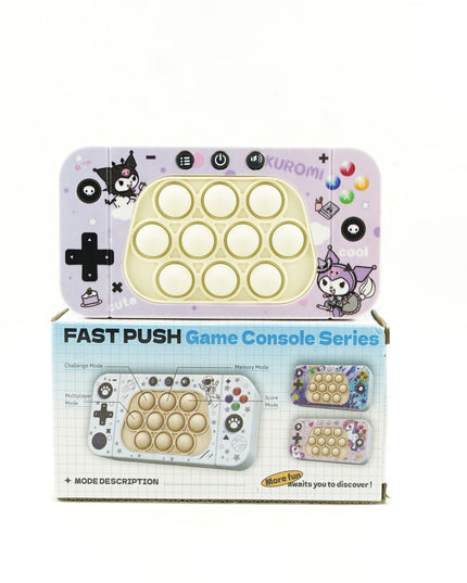 Jucarie interactiva tip consola pentru copii speed push whack-a-mole, joc de viteza pop it, material ABS/silicon, cu nivele, sunete si lumini, 15.5 x 7.6 x 5.3 cm, model elfi