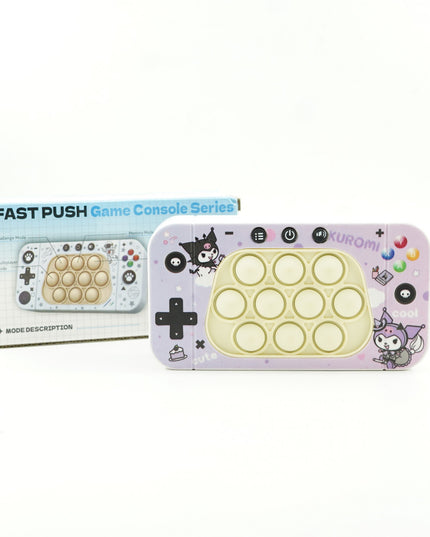 Jucarie interactiva tip consola pentru copii speed push whack-a-mole, joc de viteza pop it, material ABS/silicon, cu nivele, sunete si lumini, 15.5 x 7.6 x 5.3 cm, model elfi