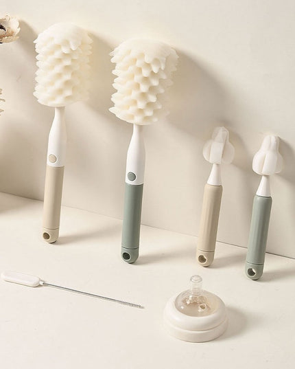 3 Perii de Spalat Biberoane, pentru Tetina, Biberon, Pai, Materiale Sigure, fara BPA, Curatare 360°