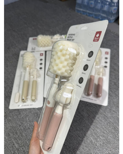 3 Perii de Spalat Biberoane, pentru Tetina, Biberon, Pai, Materiale Sigure, fara BPA, Curatare 360°