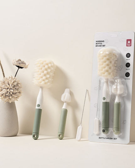 3 Perii de Spalat Biberoane, pentru Tetina, Biberon, Pai, Materiale Sigure, fara BPA, Curatare 360°