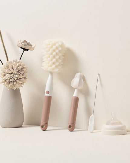 3 Perii de Spalat Biberoane, pentru Tetina, Biberon, Pai, Materiale Sigure, fara BPA, Curatare 360°