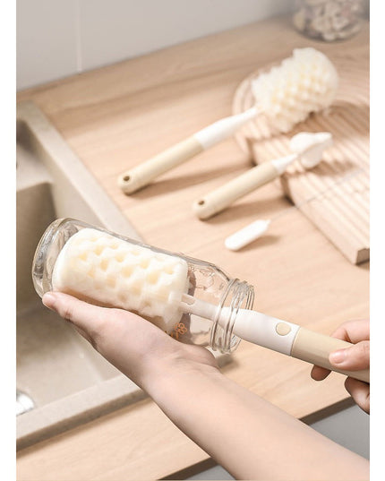 3 Perii de Spalat Biberoane, pentru Tetina, Biberon, Pai, Materiale Sigure, fara BPA, Curatare 360°