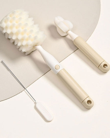 3 Perii de Spalat Biberoane, pentru Tetina, Biberon, Pai, Materiale Sigure, fara BPA, Curatare 360°