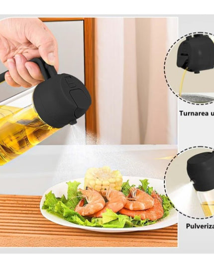 Recipient Ulei, 2in1, Functie Spray/Turnare, din Sticla, 470 ml, Fara Scurgere