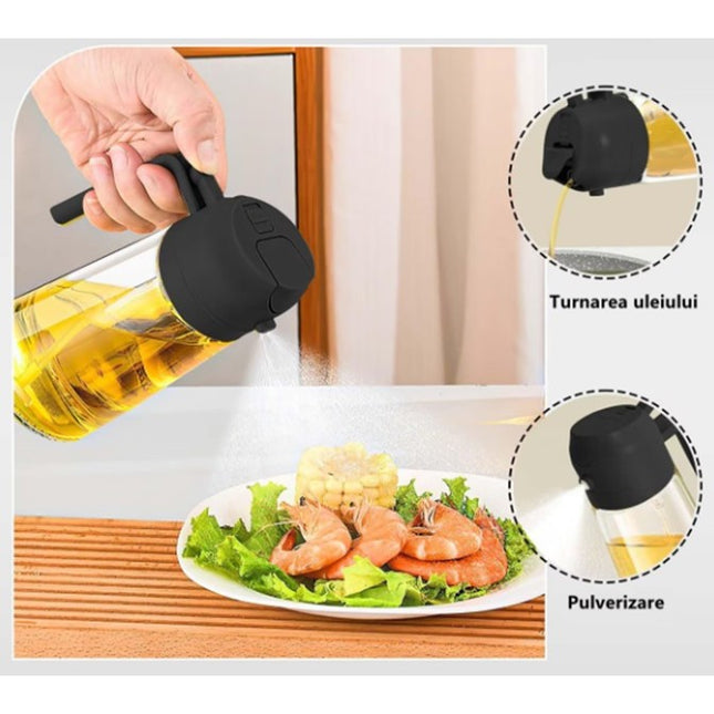 Recipient Ulei, 2in1, Functie Spray/Turnare, din Sticla, 470 ml, Fara Scurgere