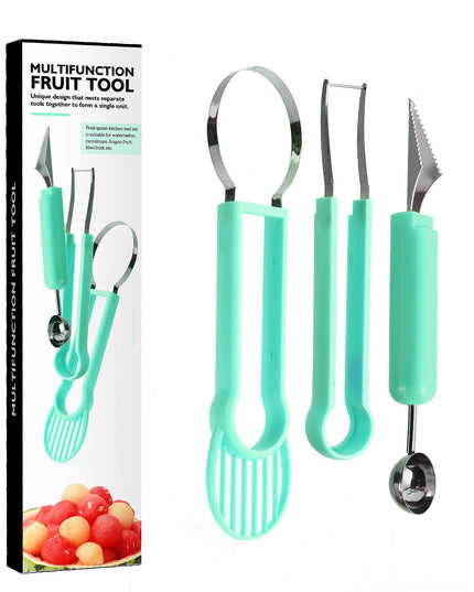 Ustensila bucatarie 1 pentru taiat si decorat fructe material inox si plastic, compact