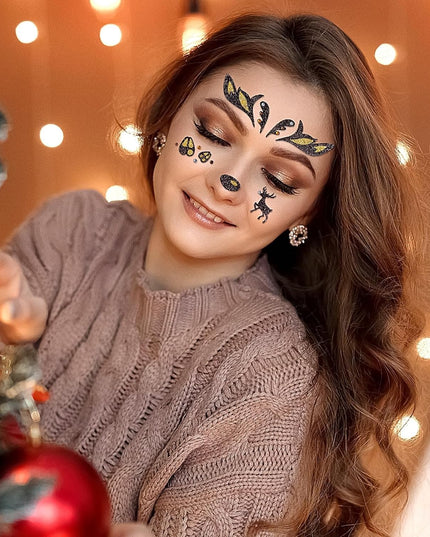 Sticker Temporar pentru Fata, pentru Machiaj, Face Art, Halloween, Teatru, Model Caprioara