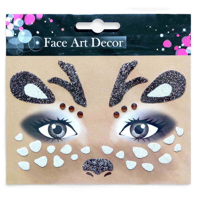 Sticker Temporar pentru Fata, pentru Machiaj, Face Art, Halloween, Teatru, Model Caprioara