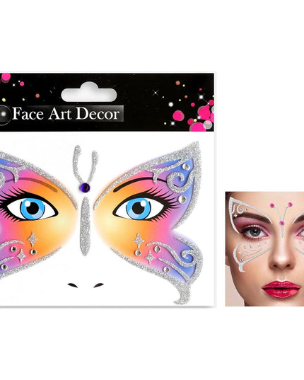 Sticker Temporar pentru Fata, pentru Machiaj, Face Art, Halloween, Teatru, Model Fluture