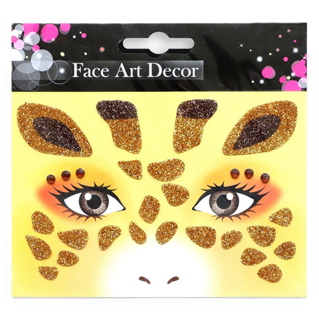 Sticker Temporar pentru Fata, pentru Machiaj, Face Art, Halloween, Teatru, Model Girafa