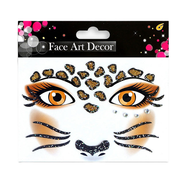 Sticker Temporar pentru Fata, pentru Machiaj, Face Art, Halloween, Teatru, Model Leopard