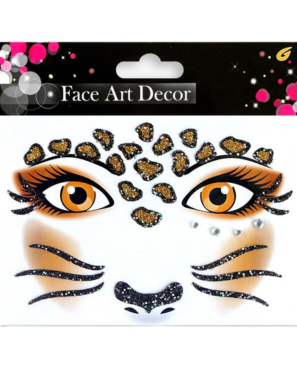 Sticker Temporar pentru Fata, pentru Machiaj, Face Art, Halloween, Teatru, Model Leopard