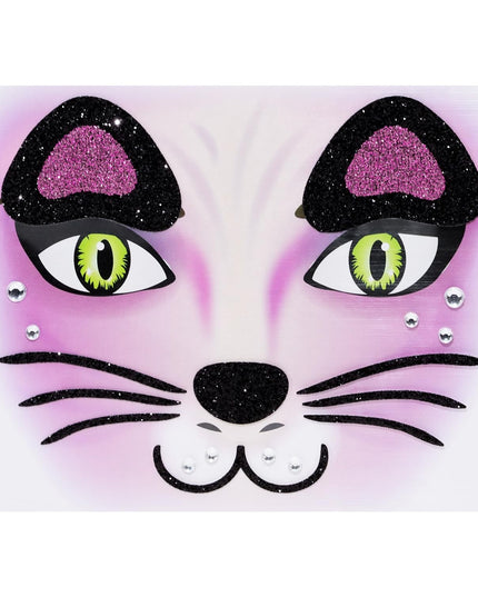 Sticker Temporar pentru Fata, pentru Machiaj, Face Art, Halloween, Teatru, Model Pisica