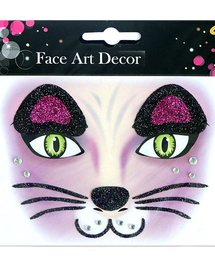 Sticker Temporar pentru Fata, pentru Machiaj, Face Art, Halloween, Teatru, Model Pisica