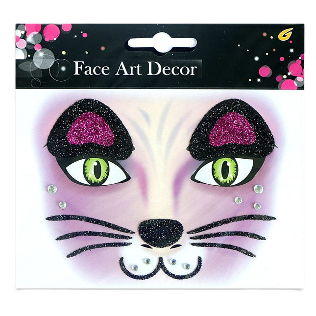 Sticker Temporar pentru Fata, pentru Machiaj, Face Art, Halloween, Teatru, Model Pisica
