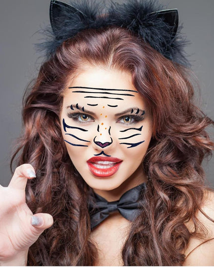 Sticker Temporar pentru Fata, pentru Machiaj, Face Art, Halloween, Teatru, Model Tigru