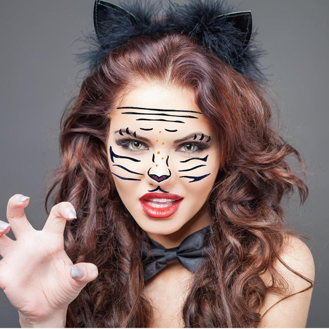 Sticker Temporar pentru Fata, pentru Machiaj, Face Art, Halloween, Teatru, Model Tigru