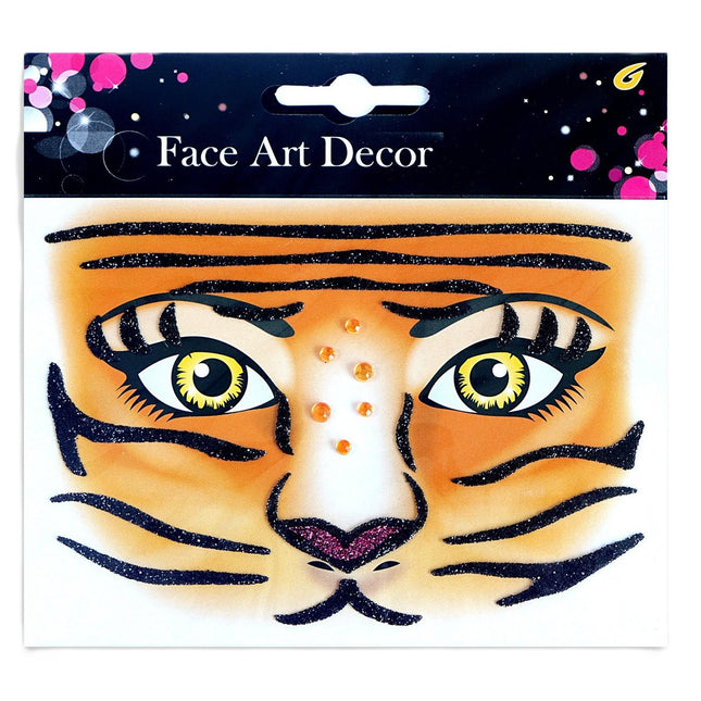 Sticker Temporar pentru Fata, pentru Machiaj, Face Art, Halloween, Teatru, Model Tigru