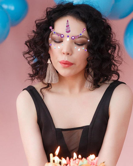 Sticker Temporar pentru Fata, pentru Machiaj, Face Art, Halloween, Teatru, Model Unicorn