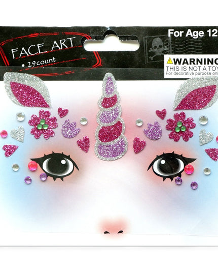 Sticker Temporar pentru Fata, pentru Machiaj, Face Art, Halloween, Teatru, Model Unicorn