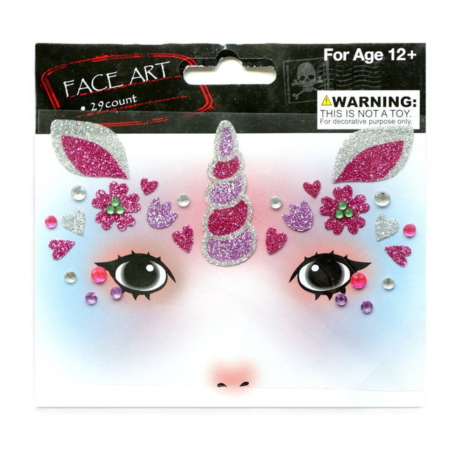 Sticker Temporar pentru Fata, pentru Machiaj, Face Art, Halloween, Teatru, Model Unicorn