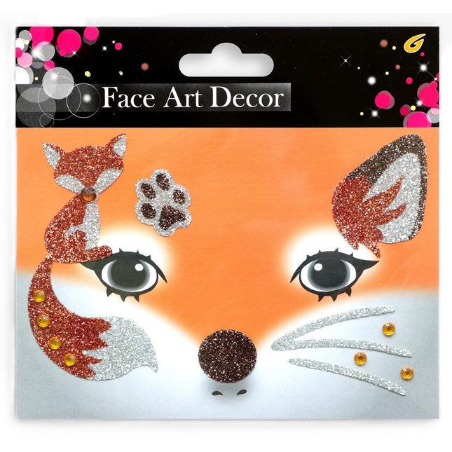 Sticker Temporar pentru Fata, pentru Machiaj, Face Art, Halloween, Teatru, Model Vulpe