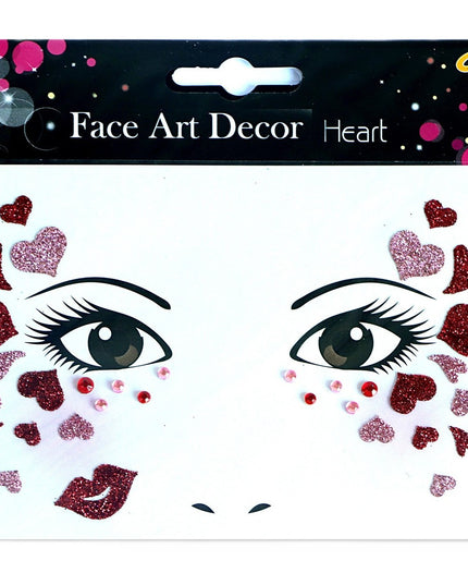 Sticker Temporar pentru Fata, pentru Machiaj, Face Art, Halloween, Teatru, Tema Ziua Indragostitilor, Model cu Inimioare
