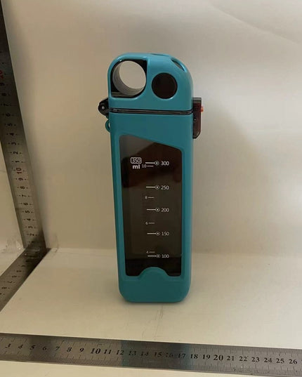 Sticla de Apa pentru Sport, 350 ml, cu Pai si Capac,Buton de Blocare, din PC, Bleu