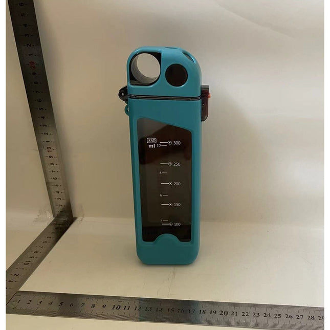 Sticla de Apa pentru Sport, 350 ml, cu Pai si Capac,Buton de Blocare, din PC, Bleu