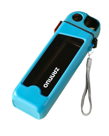 Sticla de Apa pentru Sport, 350 ml, cu Pai si Capac,Buton de Blocare, din PC, Bleu