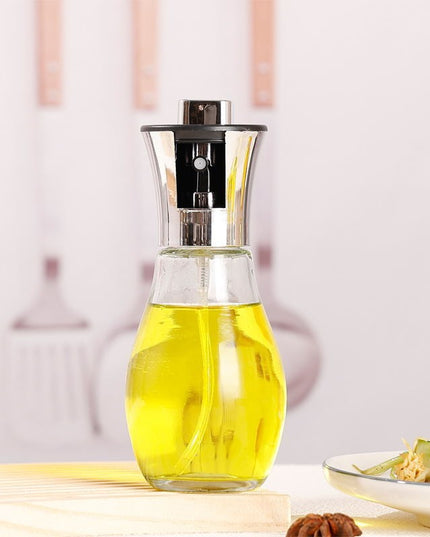 Sticla de ulei cu Pulverizator, Sticla pentru Lichide de Bucatarie, Otet, Sos,Volum 200 ml, Silver