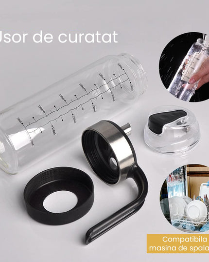 Sticla de ulei etansa cu deschidere inchidere, Dispenser de ulei de bucatarie, Sos de soia, Otet, 500 ml