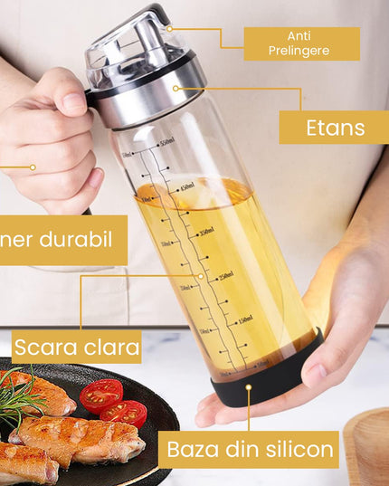 Sticla de ulei etansa cu deschidere inchidere, Dispenser de ulei de bucatarie, Sos de soia, Otet, 500 ml