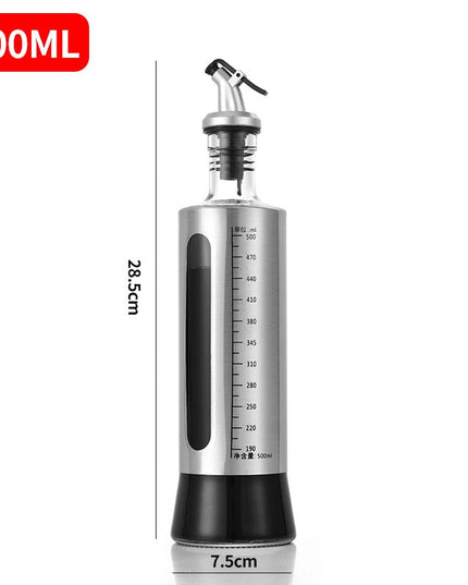 Sticla de ulei, Sticla de Ulei din Otel Inoxidabil, Sticla pentru Lichide de Bucatarie, Sticla pentru Lichide de Gatit, 28.5 x 7.5 cm, volum 500 ml