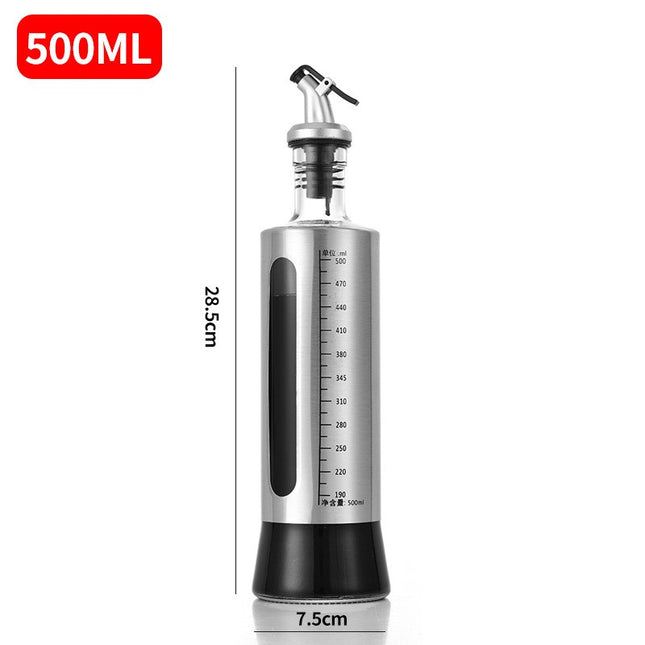 Sticla de ulei, Sticla de Ulei din Otel Inoxidabil, Sticla pentru Lichide de Bucatarie, Sticla pentru Lichide de Gatit, 28.5 x 7.5 cm, volum 500 ml