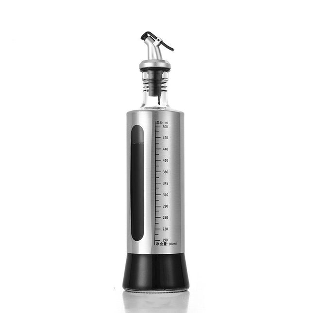 Sticla de ulei, Sticla de Ulei din Otel Inoxidabil, Sticla pentru Lichide de Bucatarie, Sticla pentru Lichide de Gatit, 28.5 x 7.5 cm, volum 500 ml