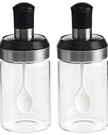 Sticle si Borcane de Ulei de Masline, Dozator 4 Bucati, 2 Sticle cu Dispenser 500 ml/ , 2 Borcane pentru Condimente cu Capac si Lingura 120ml/