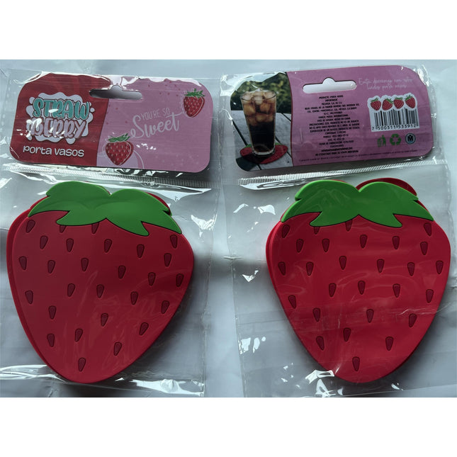 Suport pentru Pahar, Model Capsuna, din PVC,Rezistent la Caldura