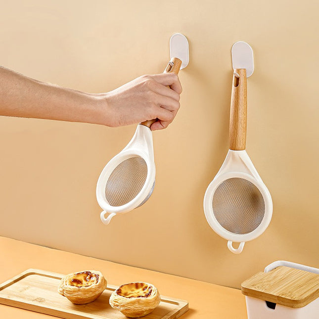 Strecuratoare, Mini Sita din Inox Silicon si Lemn, Sita pentru Bucatarie pentru Faina, Ceai si Alte Alimente