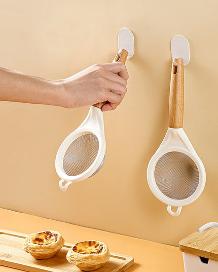 Strecuratoare, Mini Sita din Inox Silicon si Lemn, Sita pentru Bucatarie pentru Faina, Ceai si Alte Alimente