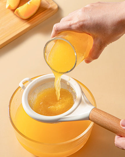 Strecuratoare, Mini Sita din Inox Silicon si Lemn, Sita pentru Bucatarie pentru Faina, Ceai si Alte Alimente