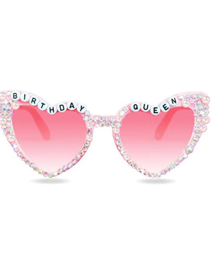 Ochelari Decorativi, Model Birthday Queen, cu Perle si Pietre, pentru Aniversari, din PC, 15.3 x 5.7 x 14.5 cm