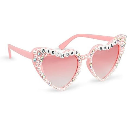 Ochelari Decorativi, Model Birthday Queen, cu Perle si Pietre, pentru Aniversari, din PC, 15.3 x 5.7 x 14.5 cm