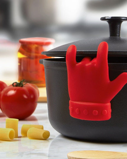 Suport Capac Anti- Varsare, Suport Lingura pentru Oala, Model in Forma de Deget, din Silicon