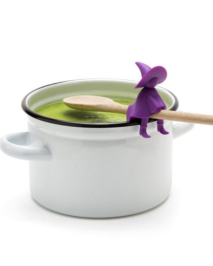 Suport Capac Anti-Varsare, Suport Lingura pentru Oala, Model Vrajitoare, din Silicon