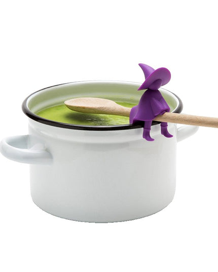 Suport Capac Anti-Varsare, Suport Lingura pentru Oala, Model Vrajitoare, din Silicon