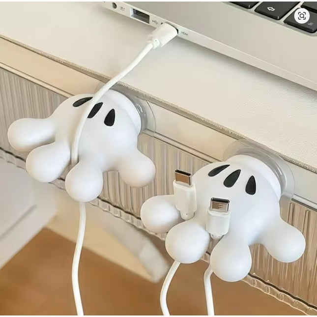 Suport de Baie, Multifunctional, pentru Periute/Cabluri, din PVC, cu Ventuza, Model Manusa Mickey Mouse