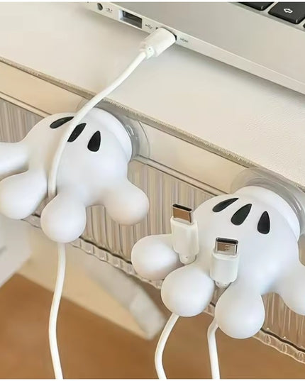 Suport de Baie, Multifunctional, pentru Periute/Cabluri, din PVC, cu Ventuza, Model Manusa Mickey Mouse